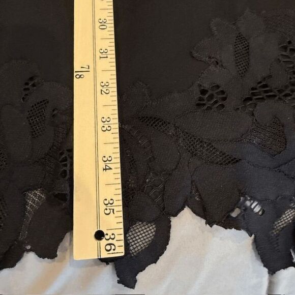 Diane Von Furstenberg Silk Ernestina Dress Black Shift -No Belt Lace Trim Size 4 - Picture 12 of 13